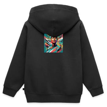 L’émotion du football - Sweat Premium à capuche zippé enfant bio - noir - Dos - AI Model Kid Male (0cm)