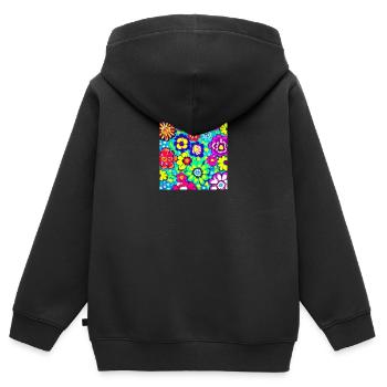 Flower Collage - Kinder Premium Organic Zip Hoodie - Schwarz - Hinten - AI Model Kid Male (0cm)
