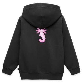 Licorne rose axolotl - Sweat Premium à capuche zippé enfant bio - noir - Dos - AI Model Kid Male (0cm)