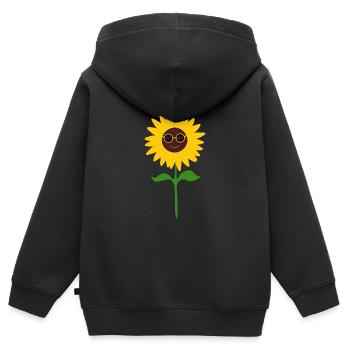 Hippie Sonnenblume Musik Festival Outfit - Kinder Premium Organic Zip Hoodie - Schwarz - Hinten - AI Model Kid Male (0cm)