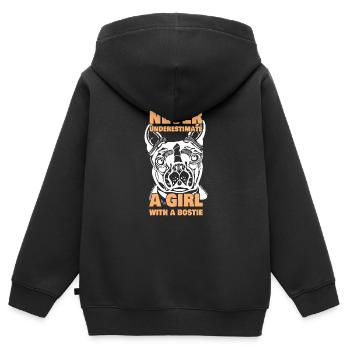 Never Underestimate A Girl With A Bostie Bosten - Kinder Premium Organic Zip Hoodie - Schwarz - Hinten - AI Model Kid Male (0cm)