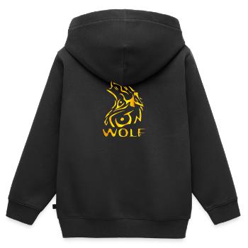 WOLF - WOLF - Kinder Premium Organic Zip Hoodie - Schwarz - Hinten - AI Model Kid Male (0cm)