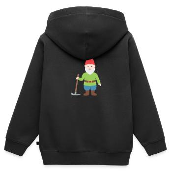 Nain gnome - Sweat Premium à capuche zippé enfant bio - noir - Dos - AI Model Kid Male (0cm)