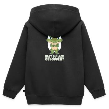 Hast du Lack gesoffen Frosch Spruch Geschenk - Kinder Premium Organic Zip Hoodie - Schwarz - Hinten - AI Model Kid Male (0cm)