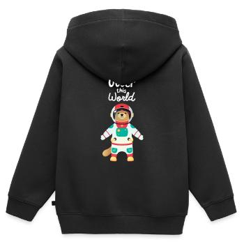 Otter This World - Cosmonaut - Sweat Premium à capuche zippé enfant bio - noir - Dos - AI Model Kid Male (0cm)