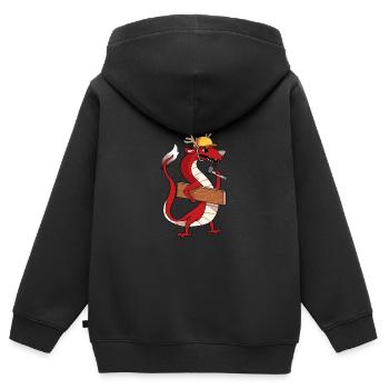 chinesischer Drache bei der Arbeit - Kinder Premium Organic Zip Hoodie - Schwarz - Hinten - AI Model Kid Male (0cm)