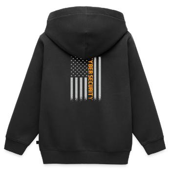 Cybersecurity American Flag - Kinder Premium Organic Zip Hoodie - Schwarz - Hinten - AI Model Kid Male (0cm)