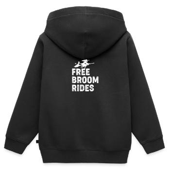 Kostenloses Besen reiten Hexe mit Katze auf Besen - Kinder Premium Organic Zip Hoodie - Schwarz - Hinten - AI Model Kid Male (0cm)