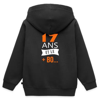 17 ans anniversaire 17 ans et le plus beau - Sweat Premium à capuche zippé enfant bio - noir - Dos - AI Model Kid Male (0cm)