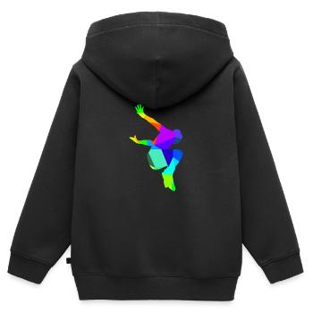 Bunter Regenbogen Parkourläufer im Backflip Sport - Kinder Premium Organic Zip Hoodie - Schwarz - Hinten - AI Model Kid Male (0cm)