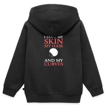Afro Latina - Kinder Premium Organic Zip Hoodie - Schwarz - Hinten - AI Model Kid Male (0cm)