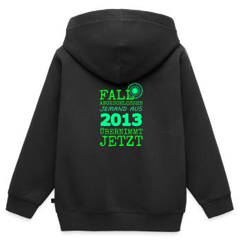 2013 2013 - Kinder Premium Organic Zip Hoodie - Schwarz - Hinten - AI Model Kid Male (0cm)