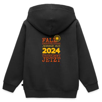 2024 - Kinder Premium Organic Zip Hoodie - Schwarz - Hinten - AI Model Kid Male (0cm)