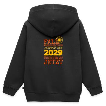 Dossier 2029 - Sweat Premium à capuche zippé enfant bio - noir - Dos - AI Model Kid Male (0cm)