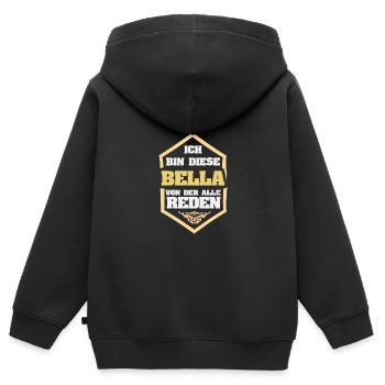 Bella - Sweat Premium à capuche zippé enfant bio - noir - Dos - AI Model Kid Male (0cm)