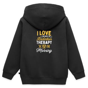 Chimiothérapie chimio Cancer - Sweat Premium à capuche zippé enfant bio - noir - Dos - AI Model Kid Male (0cm)
