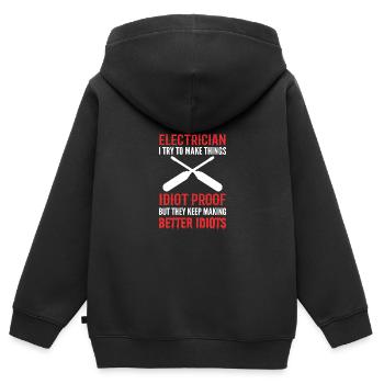 Idiotensicher Elektroingenieur Geschenk - Kinder Premium Organic Zip Hoodie - Schwarz - Hinten - AI Model Kid Male (0cm)