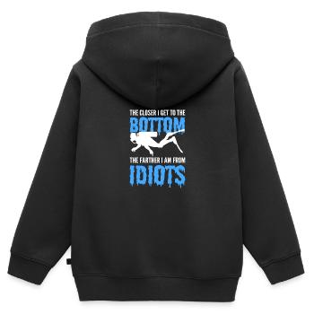 Further away from idiots diver poison - Kids Premium Organic Zip-up Hoodie - black - Back - AI Model Kid Male (0cm)