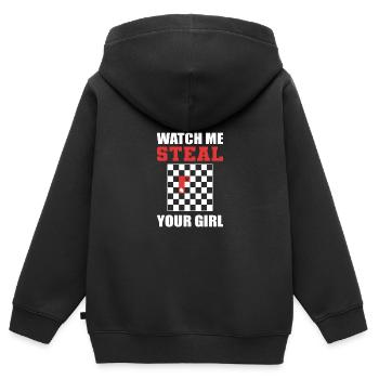 Volez votre fille Drôle personne Poison - Sweat Premium à capuche zippé enfant bio - noir - Dos - AI Model Kid Male (0cm)