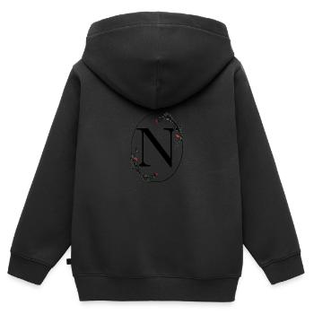 Buchstabe N - Kinder Premium Organic Zip Hoodie - Schwarz - Hinten - AI Model Kid Male (0cm)