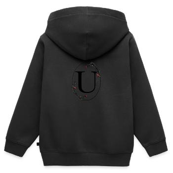 Buchstabe U - Kinder Premium Organic Zip Hoodie - Schwarz - Hinten - AI Model Kid Male (0cm)