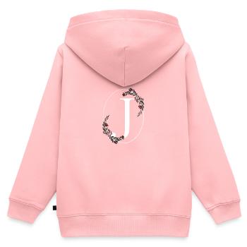 Buchstabe J - Kinder Premium Organic Zip Hoodie - Rosa - Hinten - AI Model Kid Female (0cm)