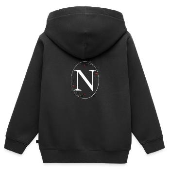 Buchstabe N - Kinder Premium Organic Zip Hoodie - Schwarz - Hinten - AI Model Kid Male (0cm)