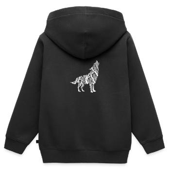 Wolf Bäume Heulen - Kinder Premium Organic Zip Hoodie - Schwarz - Hinten - AI Model Kid Male (0cm)