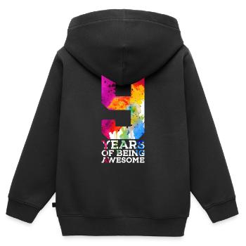 9 ANS D’ÊTRE GÉNIAL 9E ANNIVERSAIRE - Sweat Premium à capuche zippé enfant bio - noir - Dos - AI Model Kid Male (0cm)