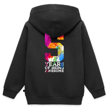 5 ANS D’ÊTRE GÉNIAL 5E ANNIVERSAIRE - Sweat Premium à capuche zippé enfant bio - noir - Dos - AI Model Kid Male (0cm)