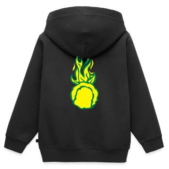 ball tennis flame fire flame - Kids Premium Organic Zip-up Hoodie - black - Back - AI Model Kid Male (0cm)