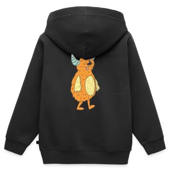 Monstres - Sweat Premium à capuche zippé enfant bio - noir - Dos - AI Model Kid Male (0cm)