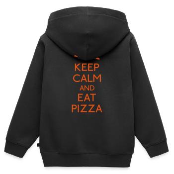 Keep Calm Pizza - Sweat Premium à capuche zippé enfant bio - noir - Dos - AI Model Kid Male (0cm)
