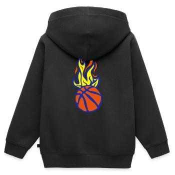 basketball flame flame - Kids Premium Organic Zip-up Hoodie - black - Back - AI Model Kid Male (0cm)