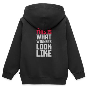 What Winners Look Like - Kinder Premium Organic Zip Hoodie - Schwarz - Hinten - AI Model Kid Male (0cm)