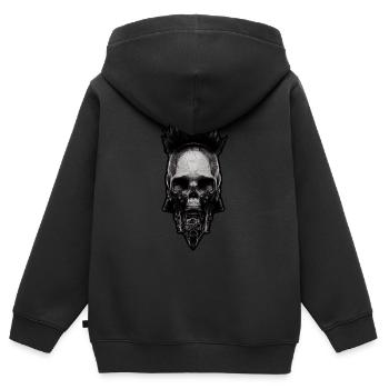 Punk Cyber Skull Skull Biker Steampunk - Sweat Premium à capuche zippé enfant bio - noir - Dos - AI Model Kid Male (0cm)