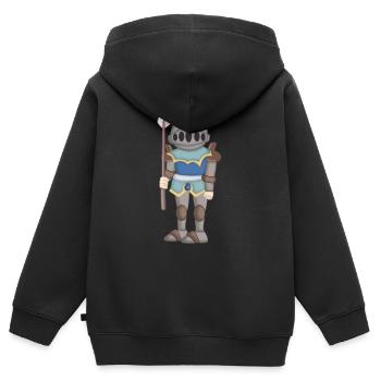 Wächter in mittelalterlicher Rüstung - Kinder Premium Organic Zip Hoodie - Schwarz - Hinten - AI Model Kid Male (0cm)