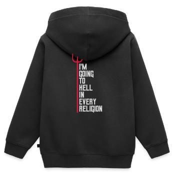 En allant en enfer - Sweat Premium à capuche zippé enfant bio - noir - Dos - AI Model Kid Male (0cm)