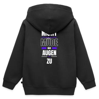 Nicht müde - nur Augen zu - Kinder Premium Organic Zip Hoodie - Schwarz - Hinten - AI Model Kid Male (0cm)