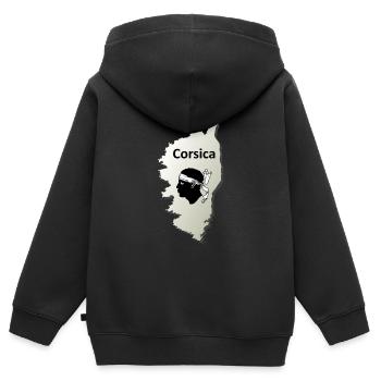 Corse en France Corse - Sweat Premium à capuche zippé enfant bio - noir - Dos - AI Model Kid Male (0cm)