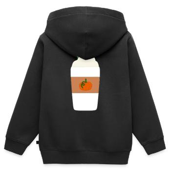 Latte à la citrouille et aux épices - Sweat Premium à capuche zippé enfant bio - noir - Dos - AI Model Kid Male (0cm)