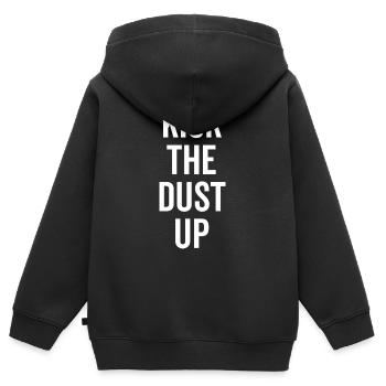 Den Staub aufwirbeln - Kinder Premium Organic Zip Hoodie - Schwarz - Hinten - AI Model Kid Male (0cm)