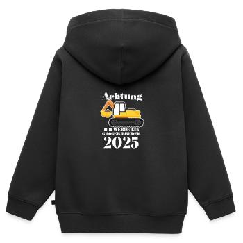 Großer Bruder 2025 Bagger, 2025 Großer Bruder - Kinder Premium Organic Zip Hoodie - Schwarz - Hinten - AI Model Kid Male (0cm)