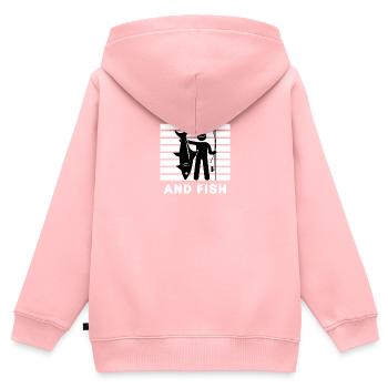 Shut up und Fisch - Kinder Premium Organic Zip Hoodie - Rosa - Hinten - AI Model Kid Female (0cm)
