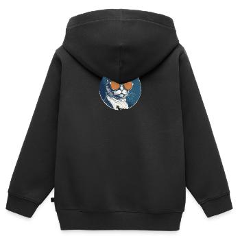 Katze Mietz Stubentiger Sonnenbrille - Kinder Premium Organic Zip Hoodie - Schwarz - Hinten - AI Model Kid Male (0cm)