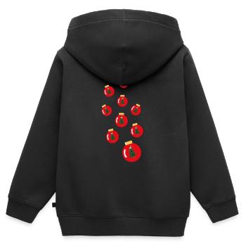 Wilde Weihnachtskugeln mit Weihnachtsbäumen. - Kinder Premium Organic Zip Hoodie - Schwarz - Hinten - AI Model Kid Male (0cm)