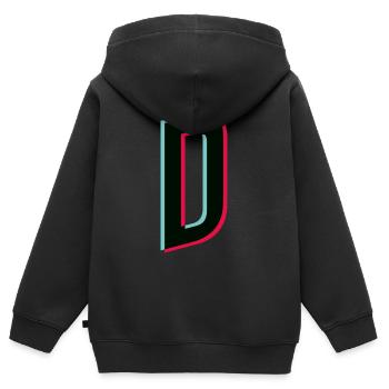 D - Buchstabe - D - Kinder Premium Organic Zip Hoodie - Schwarz - Hinten - AI Model Kid Male (0cm)