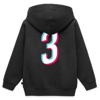 3 - NUMMER 3 - Zahl 3 Trikotnummer Tiktok Style - Kinder Premium Organic Zip Hoodie - Schwarz - Hinten - AI Model Kid Male (0cm)