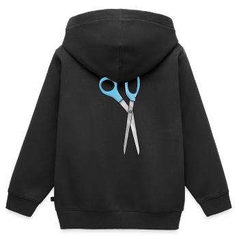 Schere - Kinder Premium Organic Zip Hoodie - Schwarz - Hinten - AI Model Kid Male (0cm)