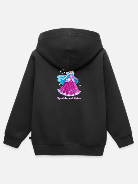 Pixel Art Anime Princess - Kids Premium Organic Zip-up Hoodie - black
